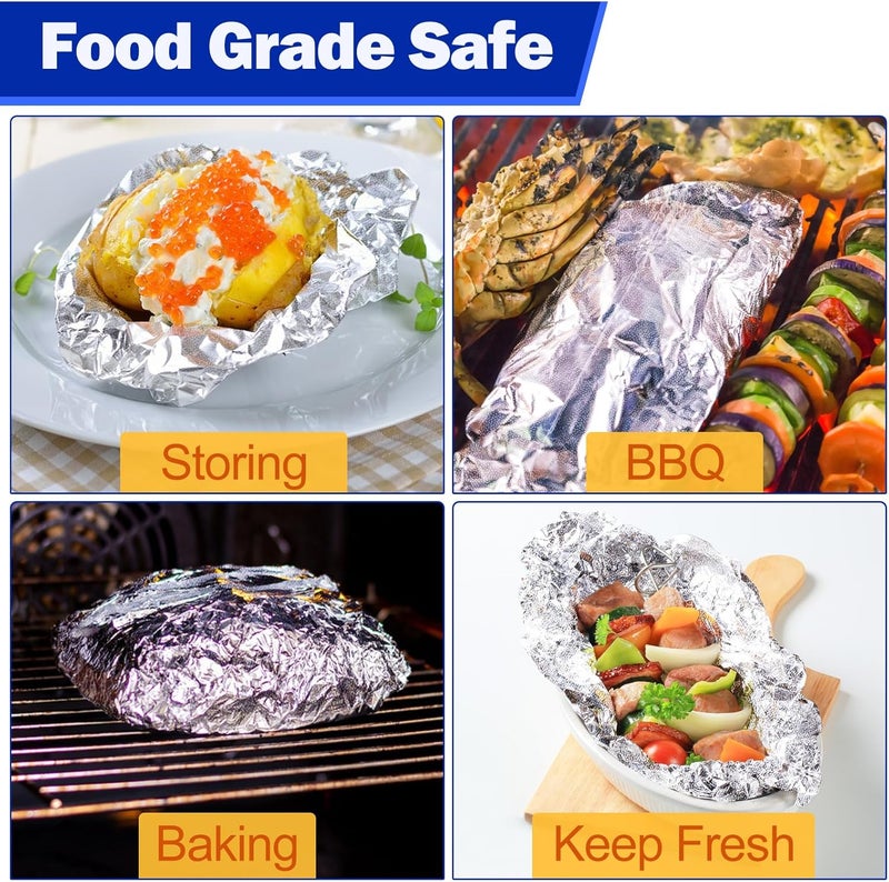 Alfolic Aluminum Foil Sheets - 12" x 10.75" Pre Cut Tin Foil, Premium Aluminum Foil Wraps for Cooking, Storing Food - 500 Sheets - Image 5
